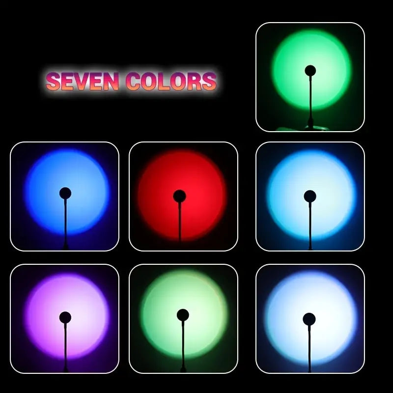 Energy Efficient Sunset Lamp with 7 Color LED Lighting