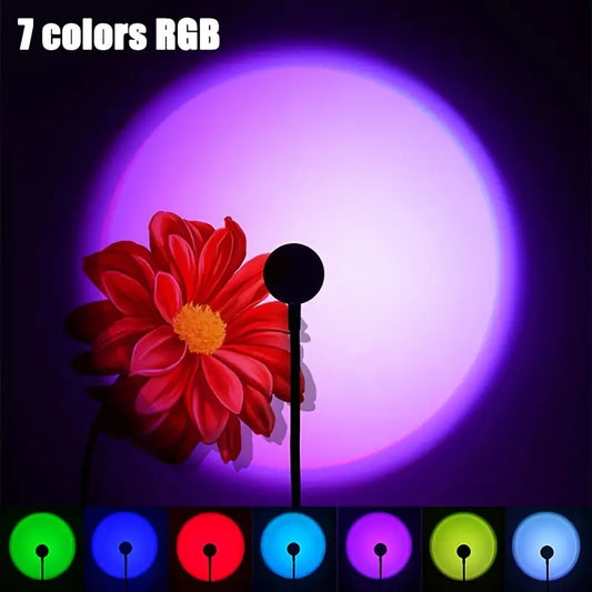 Energy Efficient Sunset Lamp with 7 Color LED Lighting