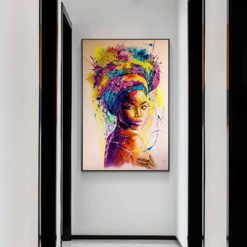 African Woman Graffiti Art Canvas Wall Poster 15.7x23.6"