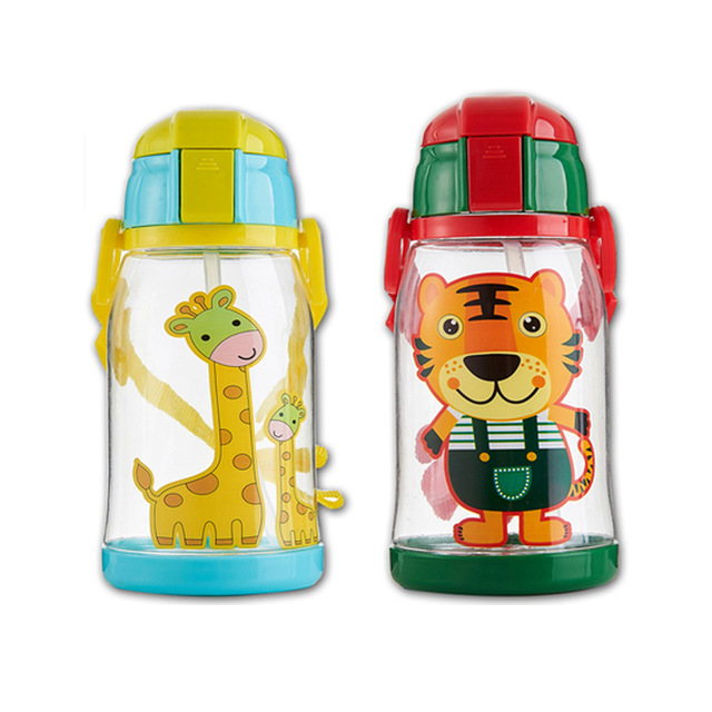 New Kids' Water Bottle with Cartoon Design and Strap