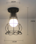 Vintage Black Iron Cage Ceiling Lamp for Home Lighting