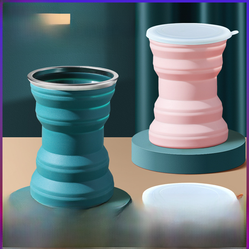Portable Silicone Folding Travel Cup with Lid