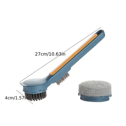 Pot Scrub Brush with Long Handle and Dual Brush Heads