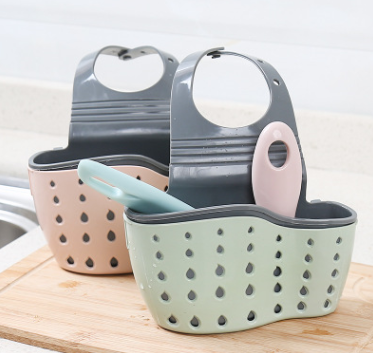 Adjustable Rubber Sink Drainer Basket for Kitchen Storage
