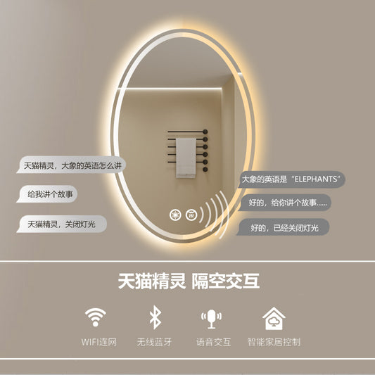 Smart LED Oval Bathroom Mirror with Anti-Fog Lighting