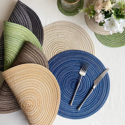 Round Ramie Woven Coaster and Cotton Yarn Placemat