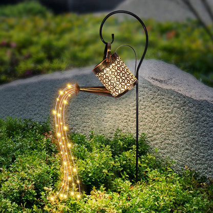 Solar Garden Kettle Lamp with Wrought Iron Design, Decorative Outdoor Solar-Powered LED Lighting for Gardens, Patios, Backyards, Pathways, Flower Beds, Courtyards, Rustic Landscape Decoration, and Elegant Outdoor Home Illumination