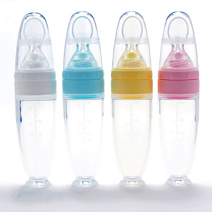 New Baby Feeding Silicone Rice Porridge Bottle and Spoon