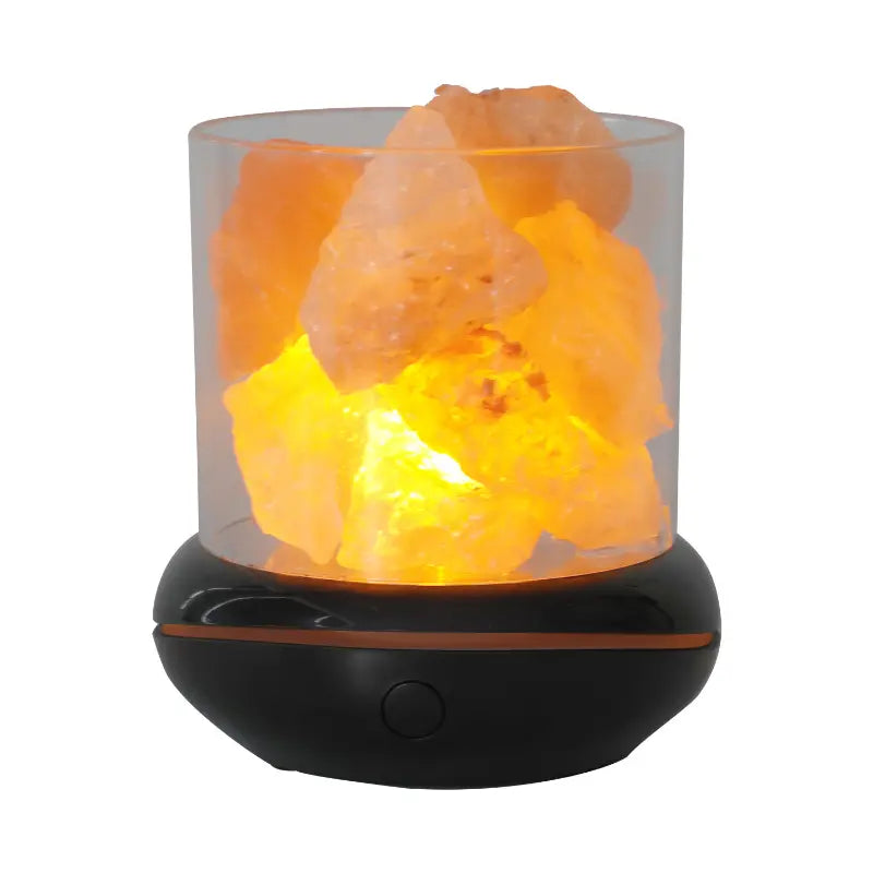LED Rechargeable Anion Salt Lamp for Atmosphere Lighting - USB plugged in