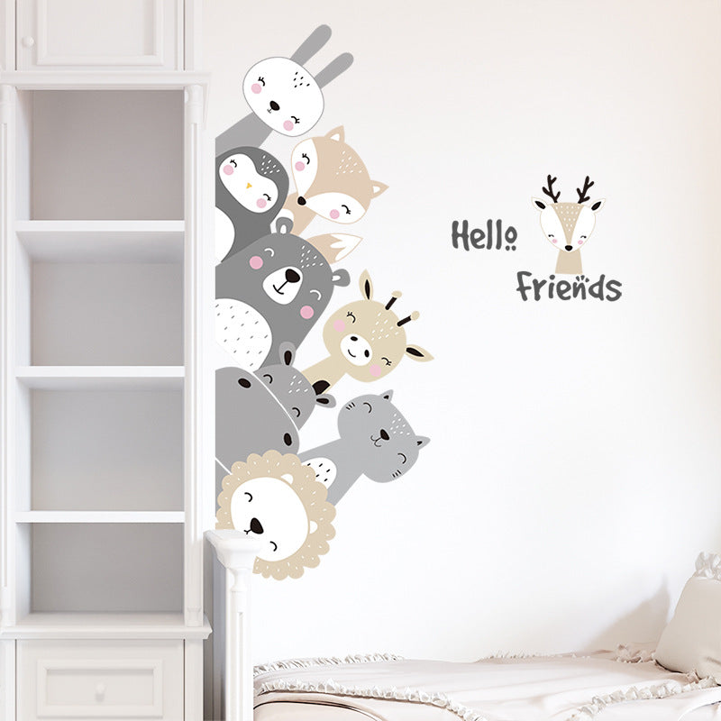 Nordic Smiling Face Small Animal Wall Stickers for Kids
