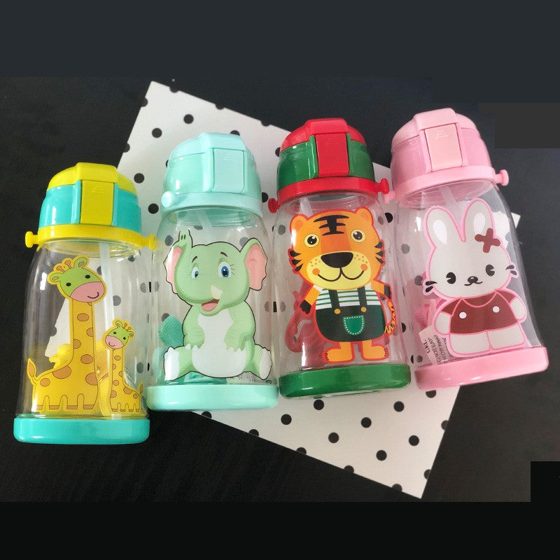 New Kids' Water Bottle with Cartoon Design and Strap