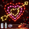 14 Inch Valentines Lights 8 Lighting Modes Valentines Day Decorations with Remote Light Up Hearts for Windows Valentines Day Decor Red Outdoor Heart Lights for Front Door Wedding(IronSilhouette)
