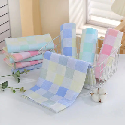 Color Grid Cotton Hand Towel - Super Soft Gauze (1PC)