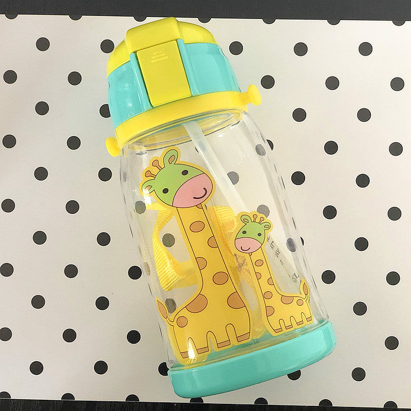 New Kids' Water Bottle with Cartoon Design and Strap