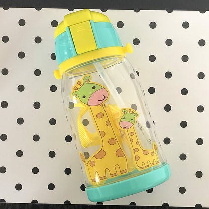 New Kids' Water Bottle with Cartoon Design and Strap