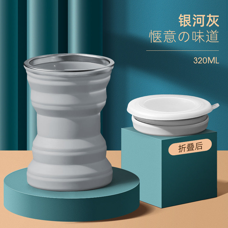 Portable Silicone Folding Travel Cup with Lid