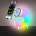 Mini Conch Magnetic Wireless Charging Atmosphere Lamp 15W Wireless Charging Station Touch to Adjust Lighting Colorful RBG Light (White)