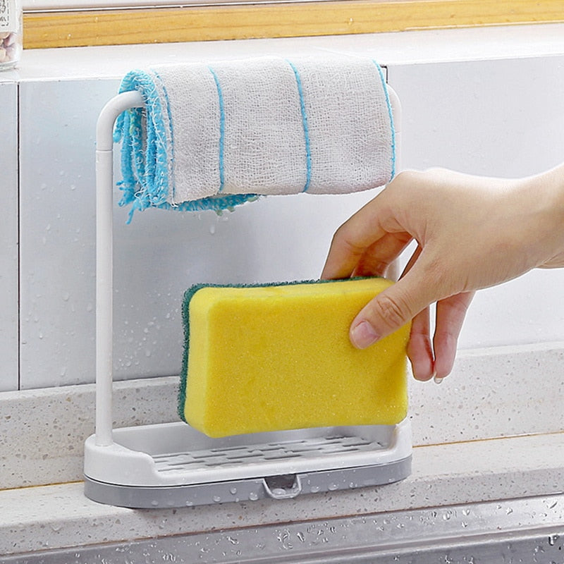 Kitchen Counter Storage Rack for Dish Towels and Cloths