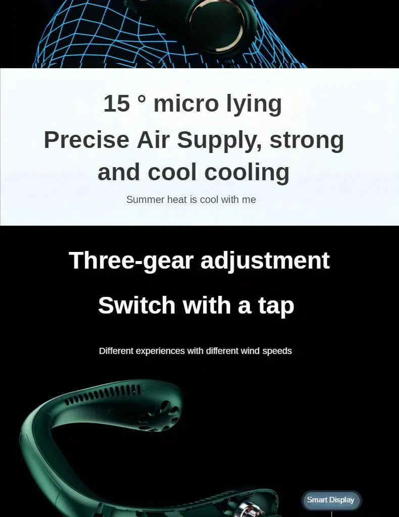 Portable LED Neck Fan for Summer Comfort and Coolness
