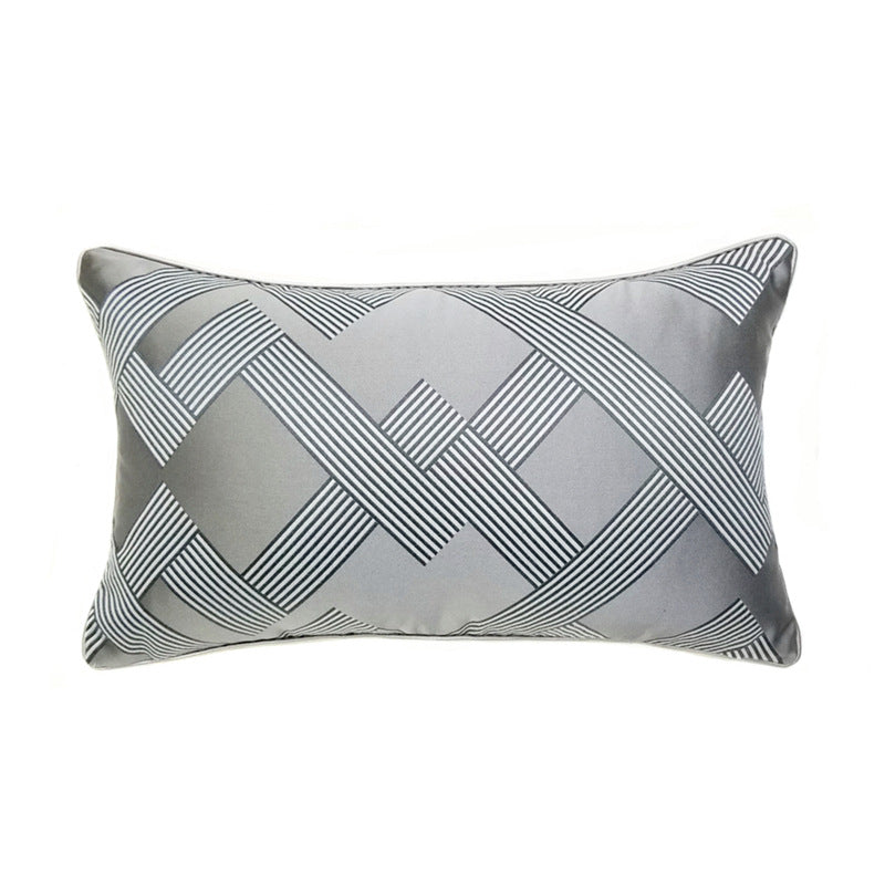 Classic Dark Gray Geometric Jacquard Cushion